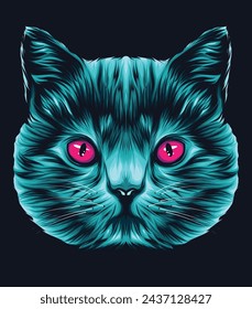 Neon CAT Face Vector Asset: Design Logo, Mascot, Sticker, T-Shirt