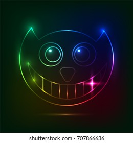 Neon cat smiles.