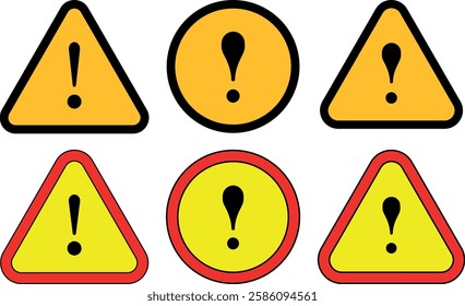 Neon Caution warning sign. Warning icon. stop icon. Bright  forbidding icon. Futuristic glowing exclamation mark in a triangle and round shape.