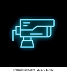 Neon CCTV Sicherheits-Kamera-Schild leuchtet auf Ziegelmauer in der Nacht