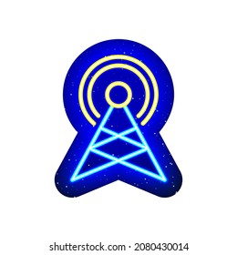 Neon zellulares Internet-Symbol. Mitternachtsblau. Neon Telefon Kommunikation Netzwerk Geschwindigkeit Design. Realistische Neonvorlagen-Symbole. Es gibt einen Maskenbereich auf weißem Hintergrund.
