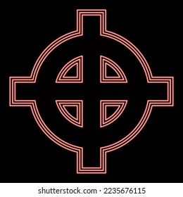 Neon celtic cross white superiority red color vector illustration image flat style light