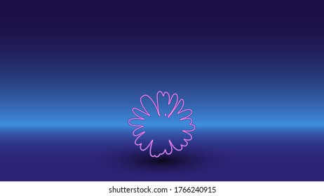 Símbolo de chapa neón sobre un fondo azul gradiente. El símbolo aislado está situado en el centro inferior. Azul degradado con horizonte azul claro
