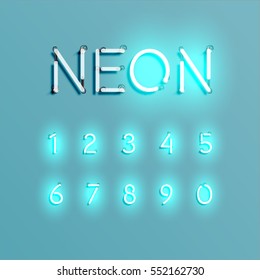 Neon character set shining, vector illustration