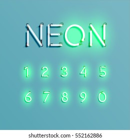 Neon character set shining, vector illustration