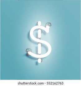 Neon character shining, vector illustration
