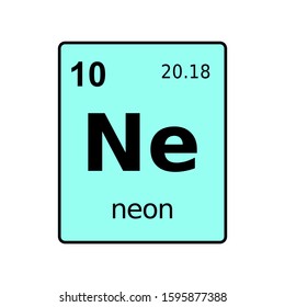 Neon chemical element of periodic table. Sign with atomic number.