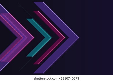 Neon chevron arrows on dark gradient background, chevrons purple cyan