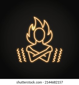 Neon chills or heat sensations icon in line style. Vector illustration.