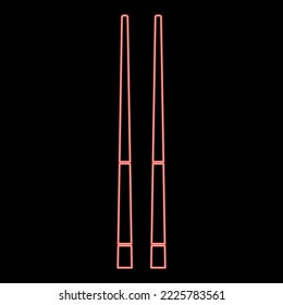 Neon chinese chopsticks red color vector illustration image flat style light