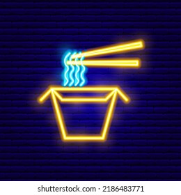 Neon Chinese Food Sign. Vector Illustration Of Food Object.