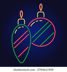 Neon Christmas bauble icon vector illustration. Christmas ornament