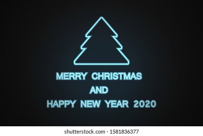 Neon Christmas tree background, Neon Christmas vector