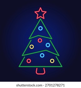 Neonweihnachtsbaum, Vektorgrafik