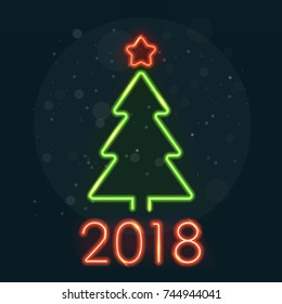 Neon Christmas Tree, new year