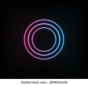 Neon circle blue pink light, advertising banner for your print.