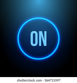 Neon Circle. Button with Blue Light. Vector illustration