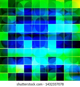 Neon circle and cell colorful mosaic pattern. Bright decorative txture for design.