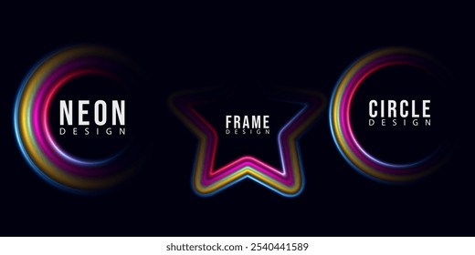 neon circle design, circle abstract design, neon effect
