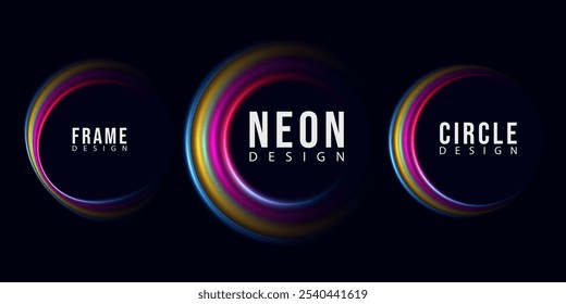 Diseño de círculo de neón, diseño abstracto de círculo, efecto de neón