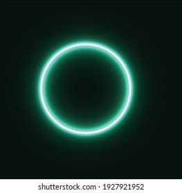 Neon circle, electric light trendy abstraction. Vector illustration