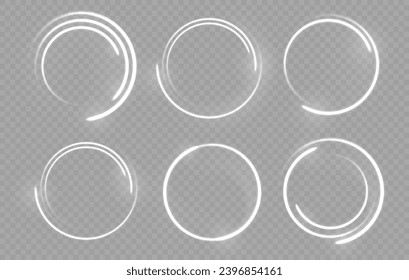 Marco de círculo neón sobre fondo azul. Marco de círculo de neón brillante. Conjunto de círculos neones brillantes. Anillos brillantes sobre fondo oscuro. Ilustración del vector	