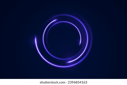 Neon circle frame on blue background. Glowing neon circle frame. Set of neon glowing circles. Glowing rings on dark background. Vector illustration	