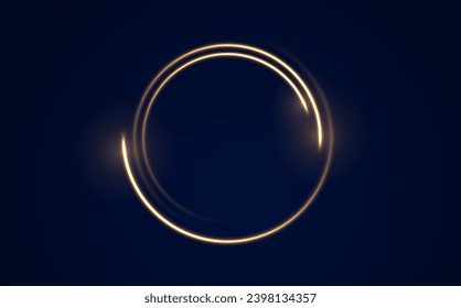 Neon circle frame on blue background. Glowing neon circle frame. Set of neon glowing circles. Glowing rings on dark background. Vector illustration	