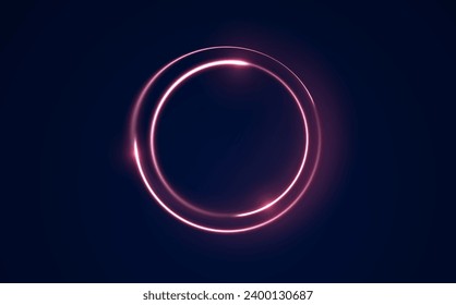 Neon circle frame on blue background. Glowing neon circle frame. Set of neon glowing circles. Glowing rings on dark background. Vector illustration	