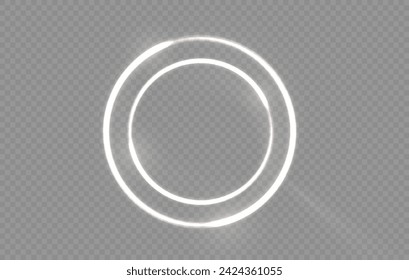 Cadre en cercle néon sur fond bleu. Cadre de cercle néon brillant. Ensemble de cercles brillants de néon. Anneaux lumineux sur fond noir. Illustration vectorielle	