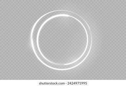 Neon circle frame on blue background. Glowing neon circle frame. Set of neon glowing circles. Glowing rings on dark background. Vector illustration	