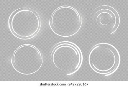 Neon circle frame on blue background. Glowing neon circle frame. Set of neon glowing circles. Glowing rings on dark background. Vector illustration