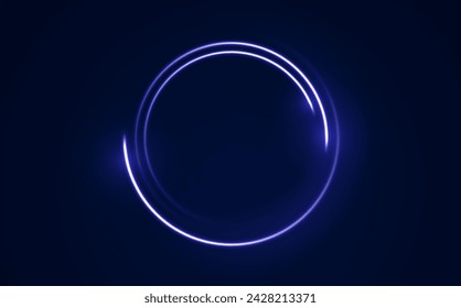 Neon circle frame on blue background. Glowing neon circle frame. Set of neon glowing circles. Glowing rings on dark background. Vector illustration