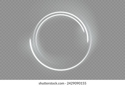 Neon circle frame on blue background. Glowing neon circle frame. Set of neon glowing circles. Glowing rings on dark background. Vector illustration