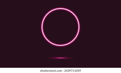 Neon Circle with Glow. Neon abstract round. Round Frame with Empty Space for Text. Glowing frame. Abstract Bright Neon Loop. Vector illustration for Advertising, Banner, Card. Colorful Shine, Flare. 