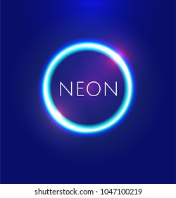 Neon circle with glowing blue lights, vector background - Shutterstock ID 1047100219