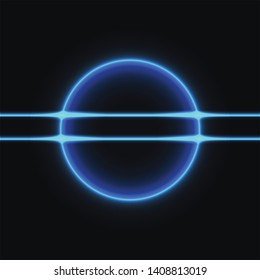 Neon circle and glowing lines on dark background.Element.Design.Vector graphics. EPS10