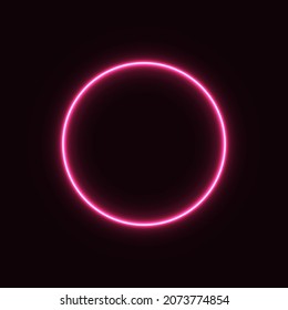 circulo de neón. un círculo brillante sobre un fondo negro. impresión vectorial de neón rosa.