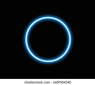 Neon circle glowing on a dark background. Icon. Design. Element. Vector