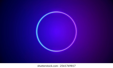Neon circle gradient frame. Glowing isolated ring shape on a dark background. Vector illustration