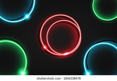 neon circle luxury background with metal texture 3d abstract. Suitable For Wallpaper, Banner, Background, Card, Book Illustration, landing page, gift, cover, flyer, report, bussiness, social media