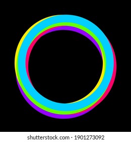 Círculo neón sobre fondo negro. Efecto luminoso. Efecto de color neón. Forma redonda. Banner de vector claro. Ilustración vectorial eps10.