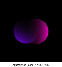 Círculo neón con gradiente rosa y violeta sobre el fondo oscuro. ilustración vectorial
