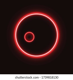 The Neon Circle Is Red.Planet. Template For The Design. For Banner And Advertising