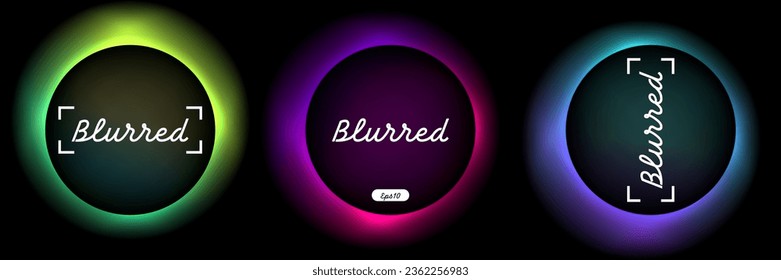 Neon circle sale banner with gradient blurred on black background. Fluid vivid gradients for Black Friday banners, posters. Abstract liquid shapes. Colorful neon template. Dynamic soft color.