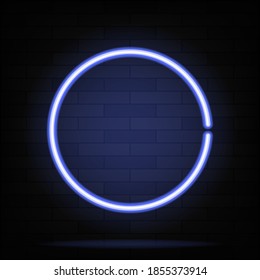 Neon circle shape. Vector illustration. Bright trendy figures for text or inscription. Neon light banner.