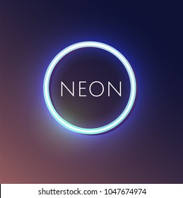 Neon circle-Glowing neon sign on modern bright gradient- Vector illustration - Shutterstock ID 1047674974
