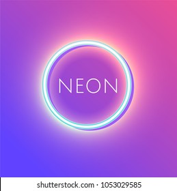 Neon circle-Glowing neon sign on modern bright gradient- Vector neon sign    - Shutterstock ID 1053029585