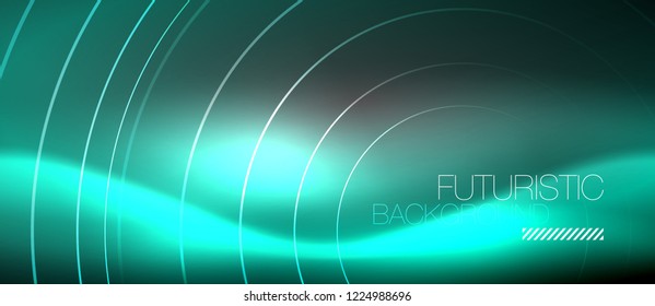 Neonringe, abstrakter Hintergrund, glänzende Linien, Vektortechno-Design