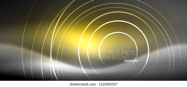 Antecedentes abstractos de los círculos neones, líneas brillantes, diseño tecnológico vectorial